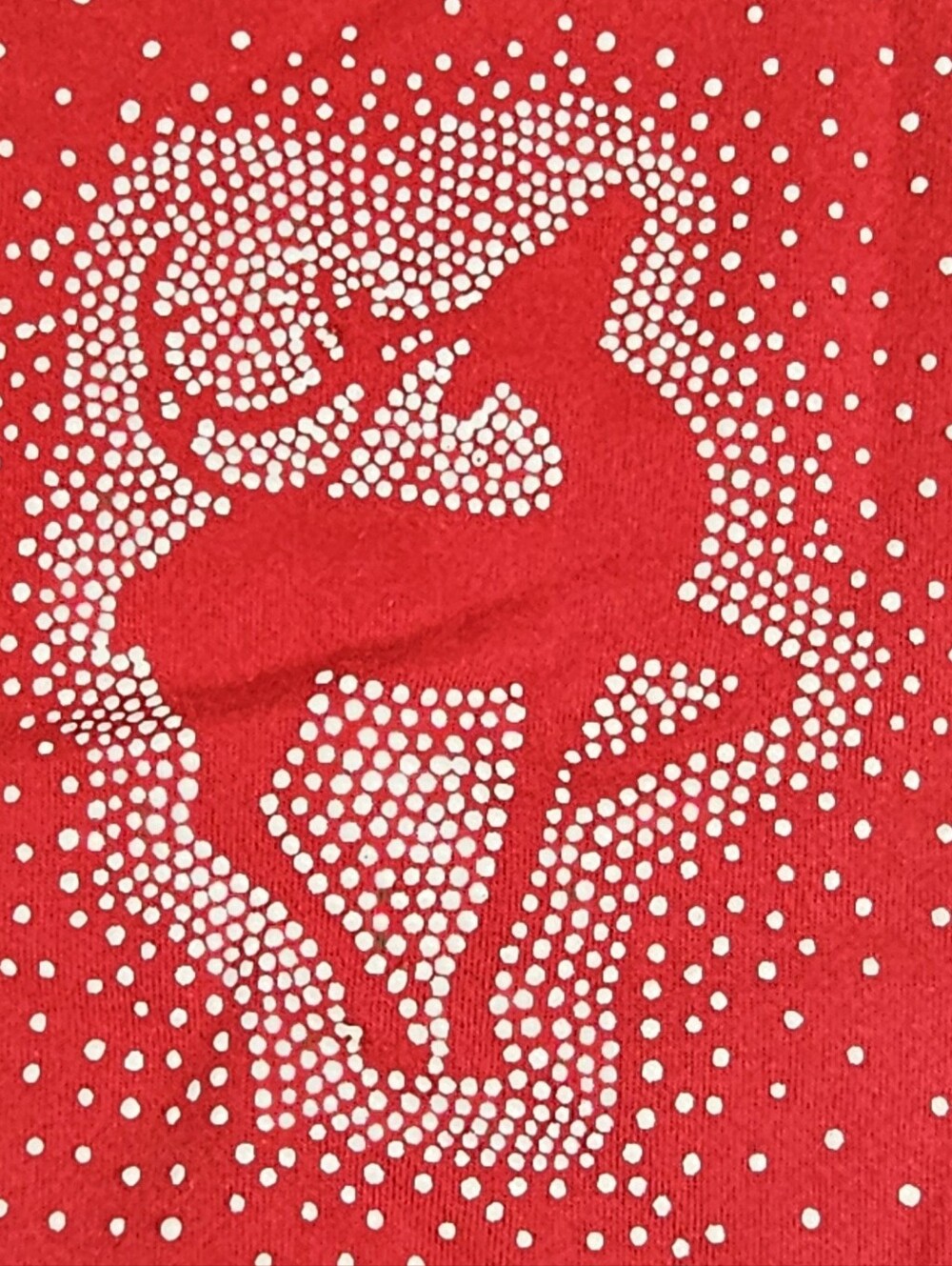 Vintage Christmas Sweatshirt puffy paint Reindeer Winter Red Hanes USA Made L